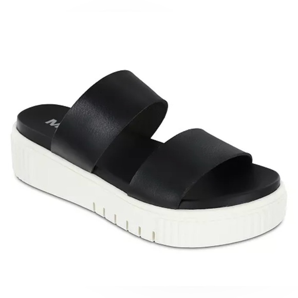 MIA Lexi Platform Slide Sandals Black Vegan Leather Women’s Size 7 - Picture 2 of 8